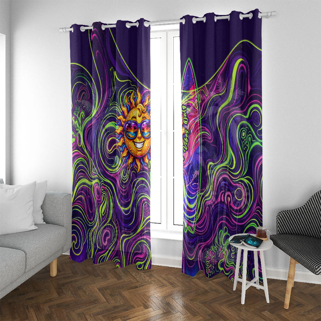 Waimanalo Hawaii Sun Rabbit Window Curtain Psychedelic Trippy Neon Swirl Graphic