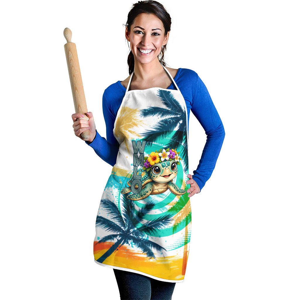 Hawaii Waimanalo Sea Turtle Apron Cute Tropical Beach Aloha Spirit Cartoon