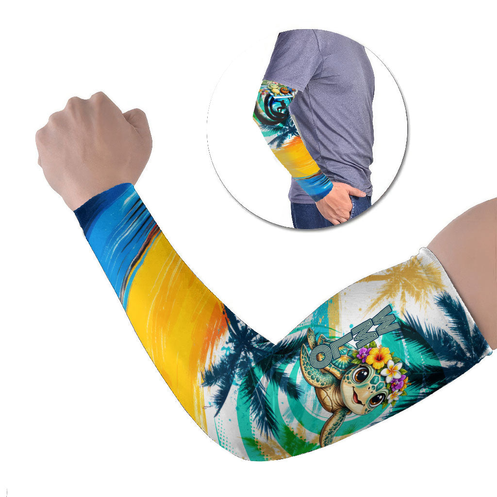 Hawaii Waimanalo Sea Turtle Arm Sleeves Cute Tropical Beach Aloha Spirit Cartoon
