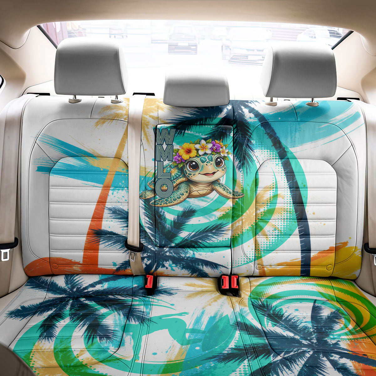 Hawaii Waimanalo Sea Turtle Back Car Seat Cover Cute Tropical Beach Aloha Spirit Cartoon