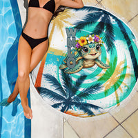 Hawaii Waimanalo Sea Turtle Beach Blanket Cute Tropical Beach Aloha Spirit Cartoon