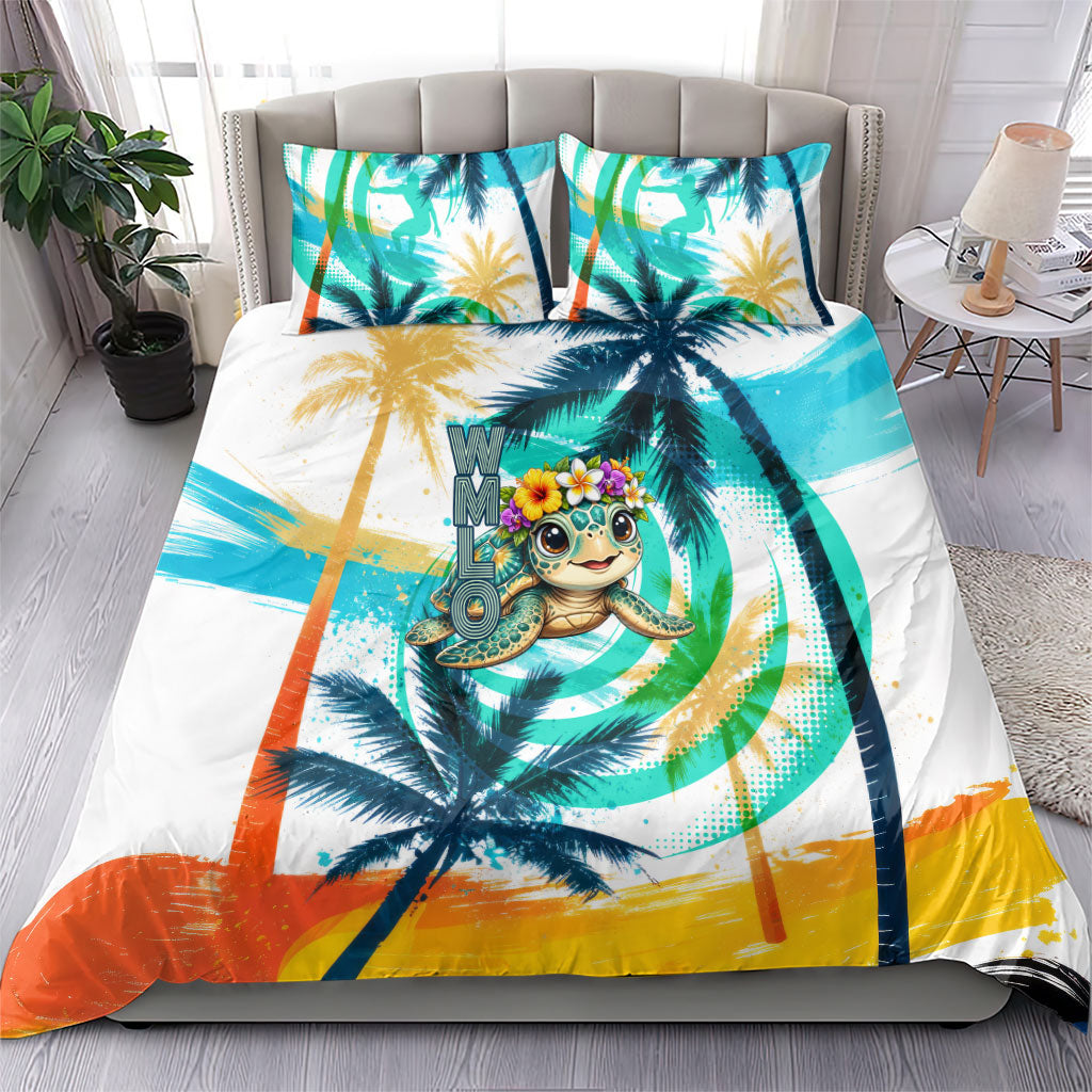 Hawaii Waimanalo Sea Turtle Bedding Set Cute Tropical Beach Aloha Spirit Cartoon