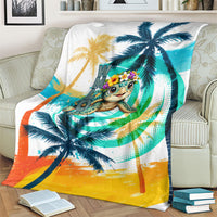 Hawaii Waimanalo Sea Turtle Blanket Cute Tropical Beach Aloha Spirit Cartoon