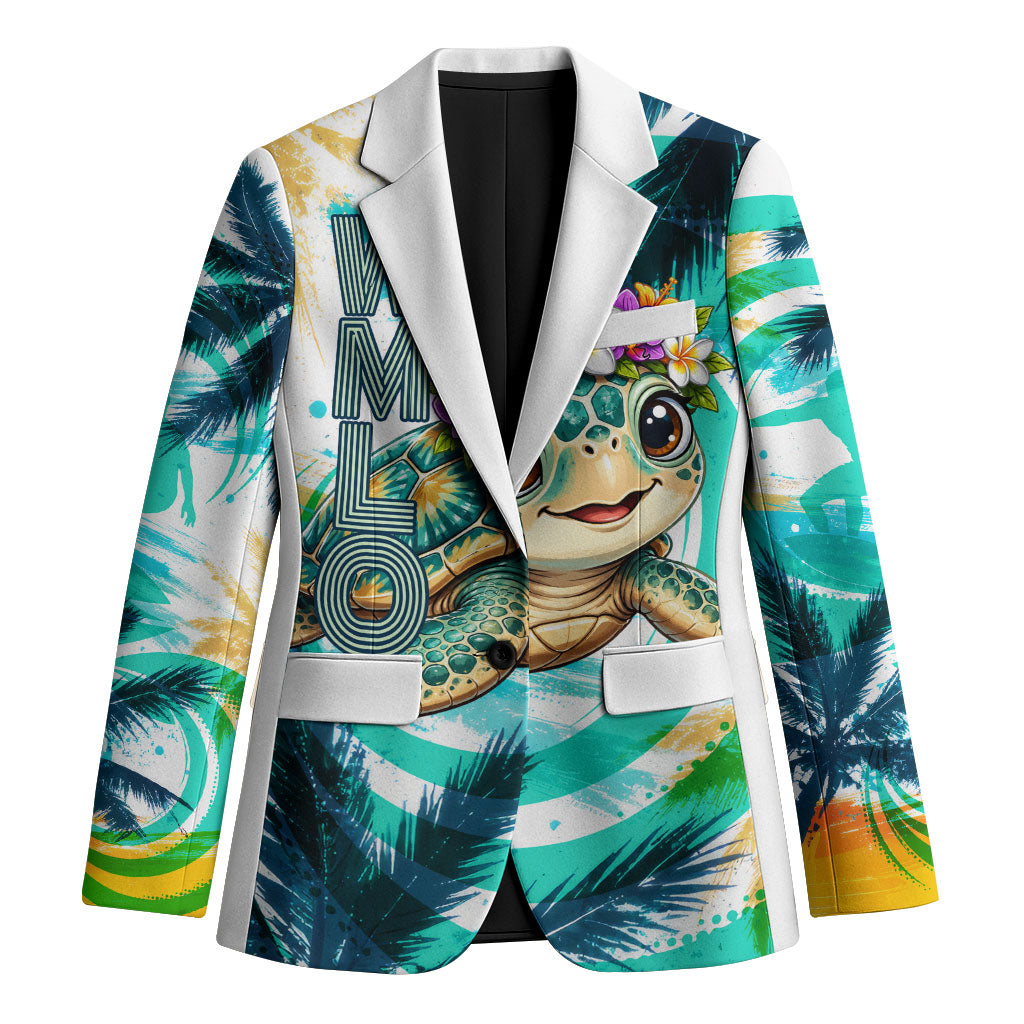 Hawaii Waimanalo Sea Turtle Blazer Cute Tropical Beach Aloha Spirit Cartoon