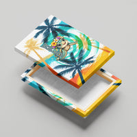 Hawaii Waimanalo Sea Turtle Canvas Wall Art Cute Tropical Beach Aloha Spirit Cartoon