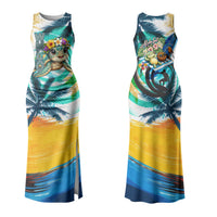 Hawaii Waimanalo Sea Turtle Couples Matching Tank Maxi Dress and Hawaiian Shirt Cute Tropical Beach Aloha Spirit Cartoon