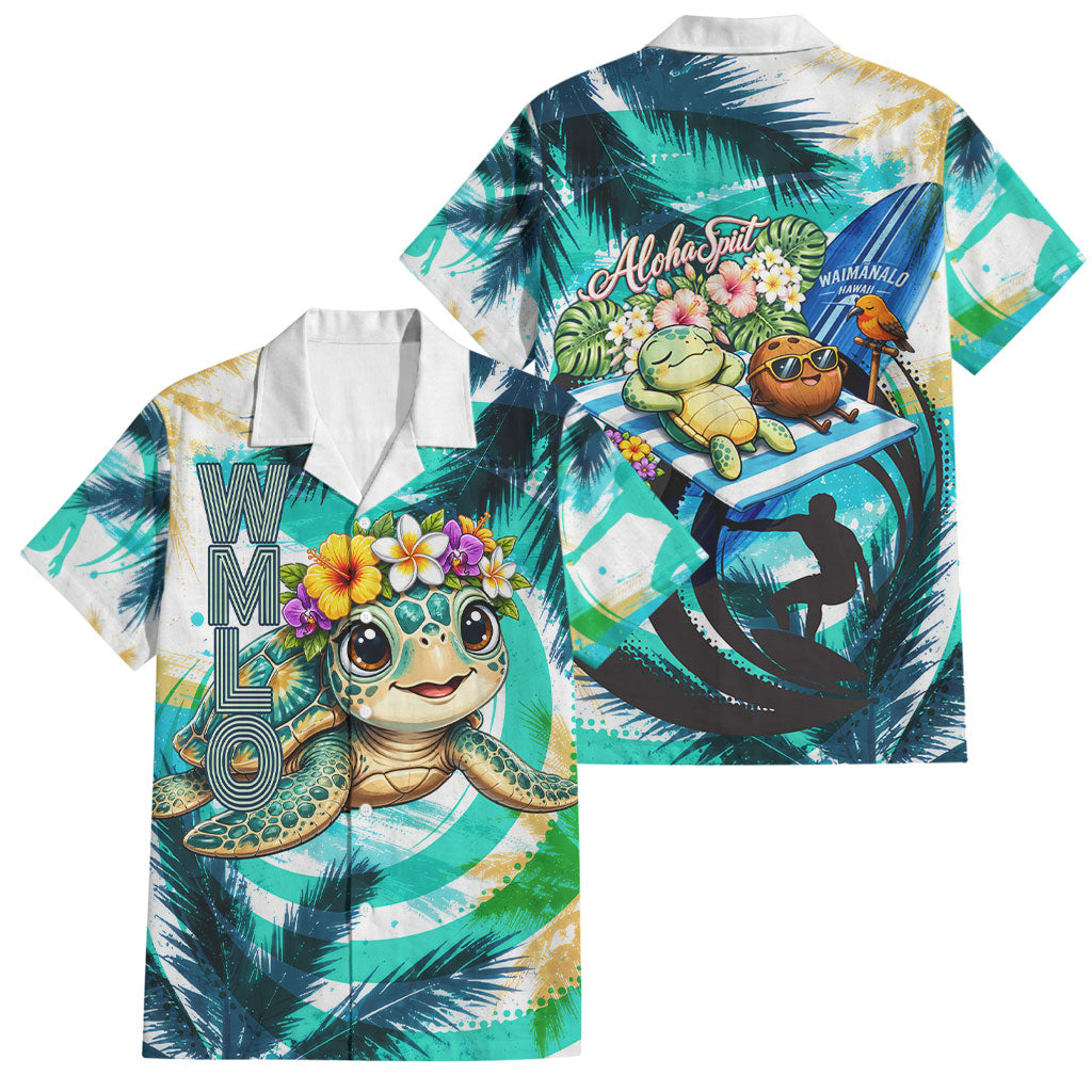 Hawaii Waimanalo Sea Turtle Family Matching Long Sleeve Bodycon Dress and Hawaiian Shirt Cute Tropical Beach Aloha Spirit Cartoon