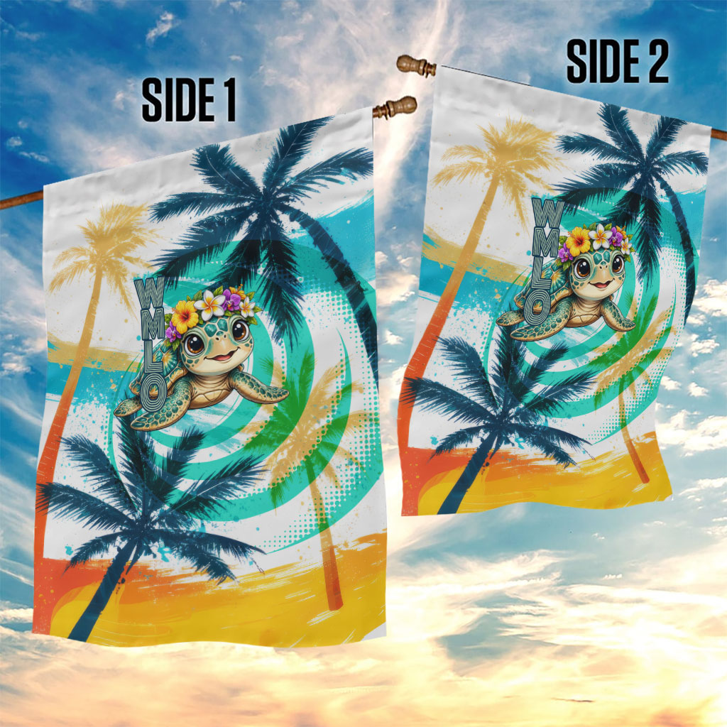 Hawaii Waimanalo Sea Turtle Garden Flag Cute Tropical Beach Aloha Spirit Cartoon