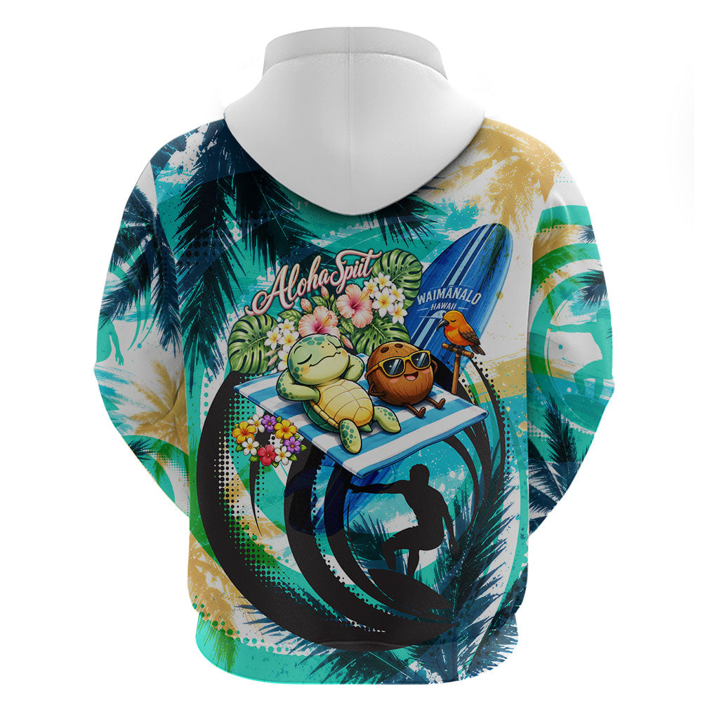 Hawaii Waimanalo Sea Turtle Hoodie Cute Tropical Beach Aloha Spirit Cartoon