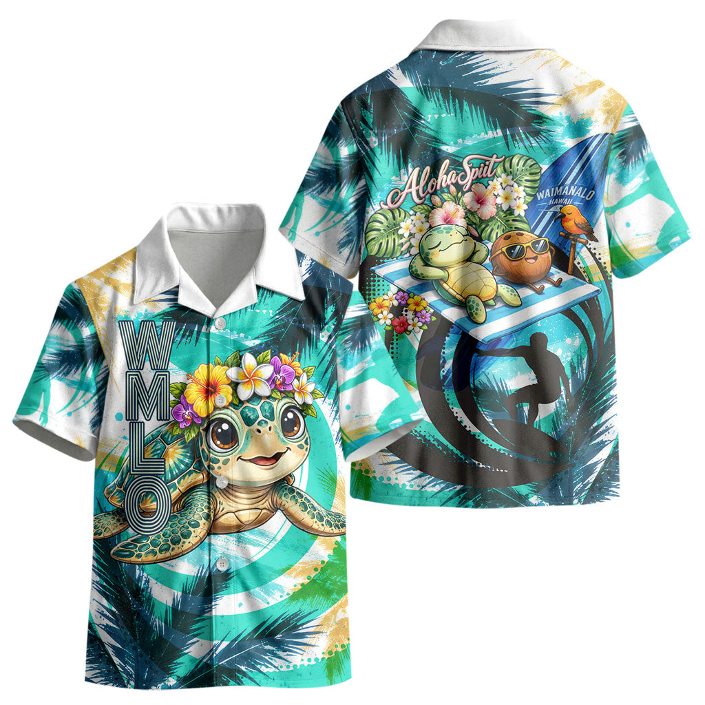 Hawaii Waimanalo Sea Turtle Kid Hawaiian Shirt Cute Tropical Beach Aloha Spirit Cartoon
