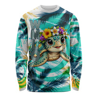 Hawaii Waimanalo Sea Turtle Long Sleeve Shirt Cute Tropical Beach Aloha Spirit Cartoon