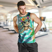 Hawaii Waimanalo Sea Turtle Men Tank Top Cute Tropical Beach Aloha Spirit Cartoon