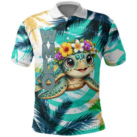Hawaii Waimanalo Sea Turtle Polo Shirt Cute Tropical Beach Aloha Spirit Cartoon