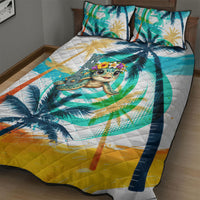 Hawaii Waimanalo Sea Turtle Quilt Bed Set Cute Tropical Beach Aloha Spirit Cartoon