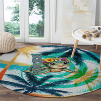 Hawaii Waimanalo Sea Turtle Round Carpet Cute Tropical Beach Aloha Spirit Cartoon