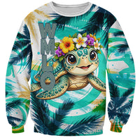 Hawaii Waimanalo Sea Turtle Sweatshirt Cute Tropical Beach Aloha Spirit Cartoon