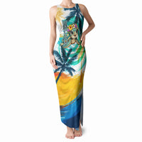 Hawaii Waimanalo Sea Turtle Tank Maxi Dress Cute Tropical Beach Aloha Spirit Cartoon