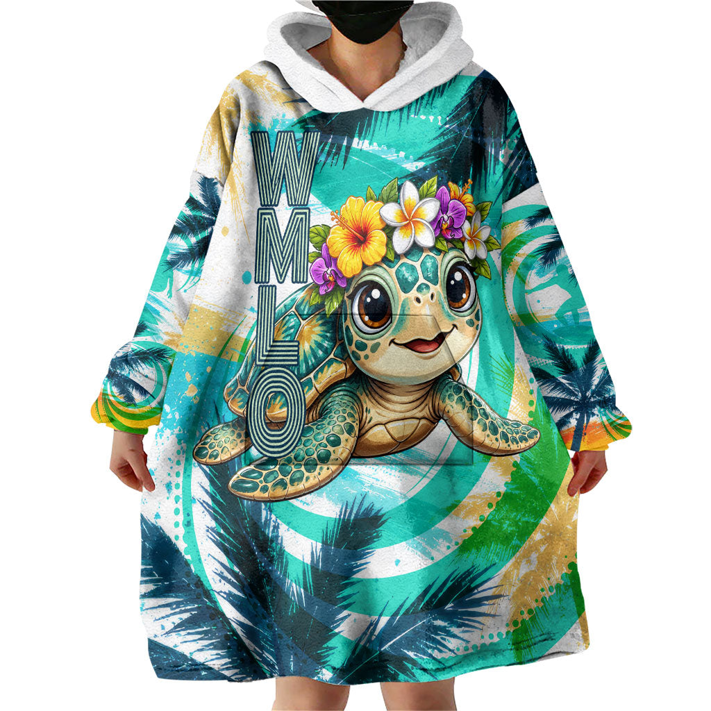 Hawaii Waimanalo Sea Turtle Wearable Blanket Hoodie Cute Tropical Beach Aloha Spirit Cartoon