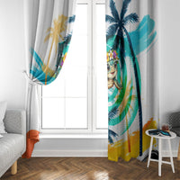 Hawaii Waimanalo Sea Turtle Window Curtain Cute Tropical Beach Aloha Spirit Cartoon
