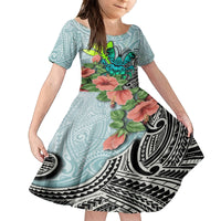 Polynesian Hawaii Family Matching Puletasi Dress and Hawaiian Shirt Kanaka with Crab Tribal tattoo TS04 Daughter's Dress Multicolor - Polynesian Pride