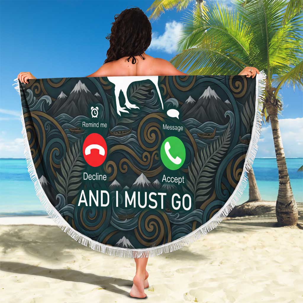 New Zealand is Calling and I Must Go Beach Blanket Kiwi Bird Silhouette