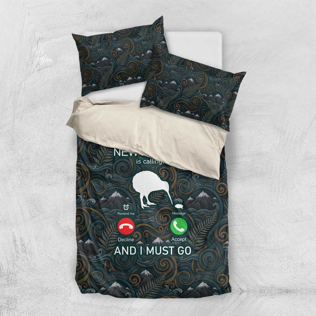 New Zealand is Calling and I Must Go Bedding Set Kiwi Bird Silhouette