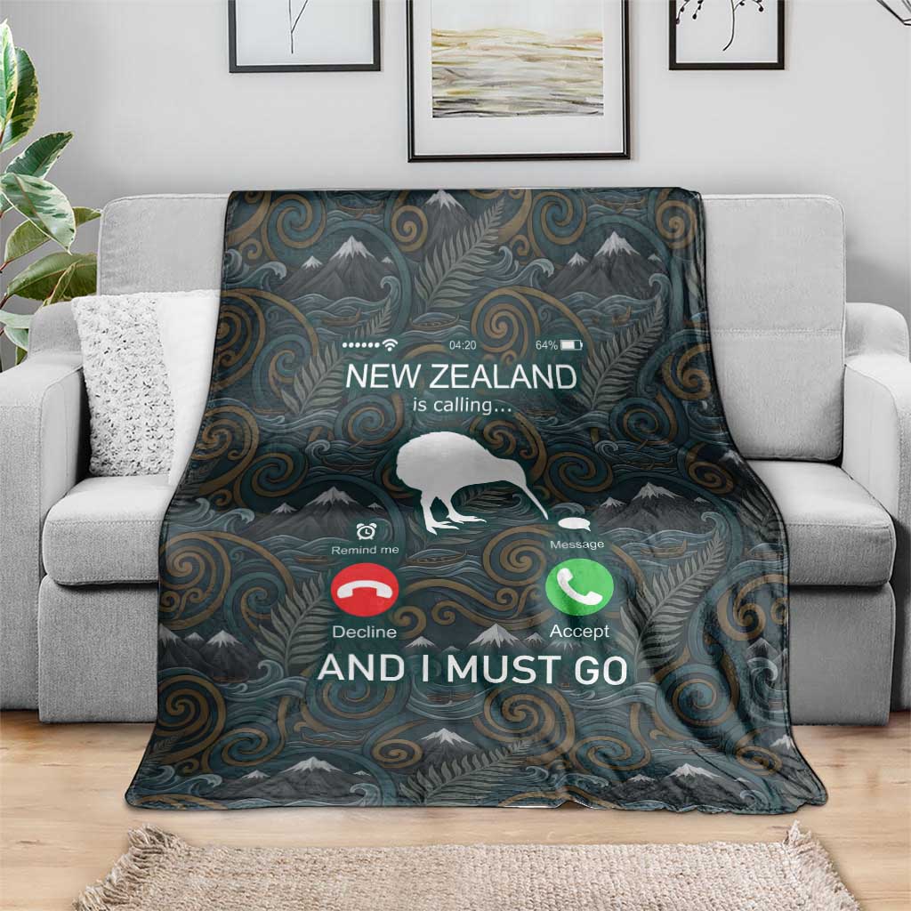 New Zealand is Calling and I Must Go Blanket Kiwi Bird Silhouette