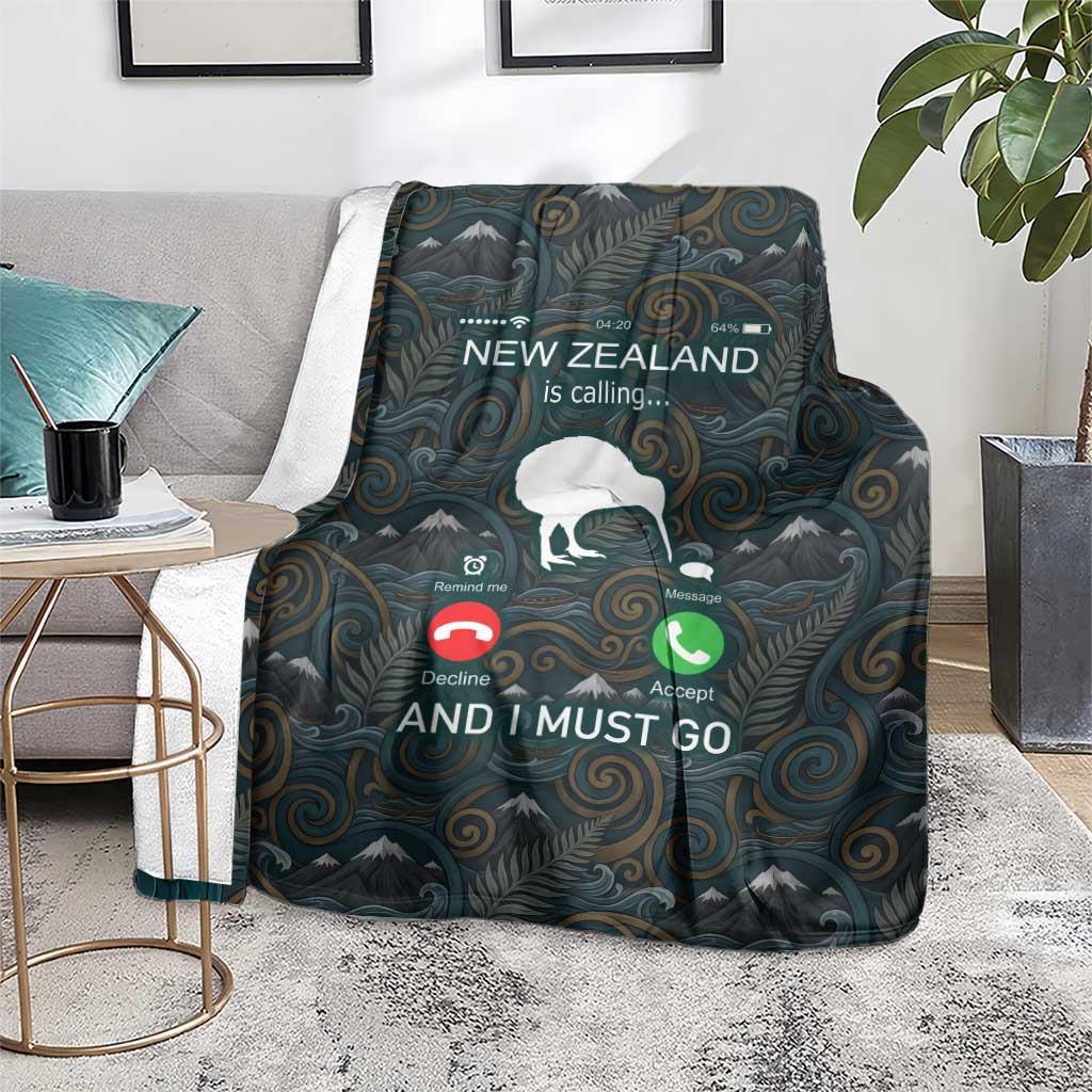 New Zealand is Calling and I Must Go Blanket Kiwi Bird Silhouette