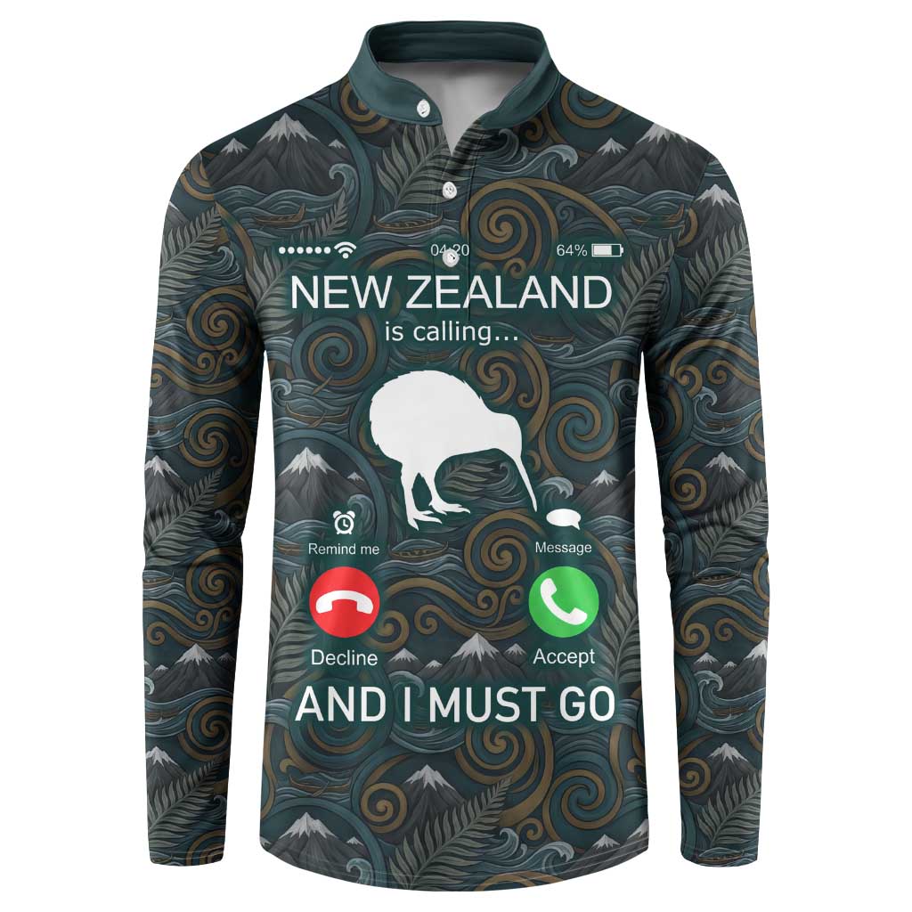 New Zealand is Calling and I Must Go Button Sweatshirt Kiwi Bird Silhouette
