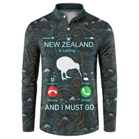 New Zealand is Calling and I Must Go Button Sweatshirt Kiwi Bird Silhouette