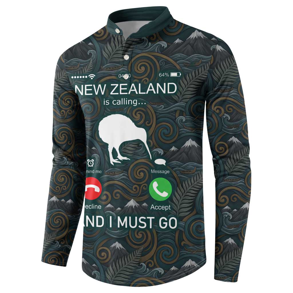 New Zealand is Calling and I Must Go Button Sweatshirt Kiwi Bird Silhouette