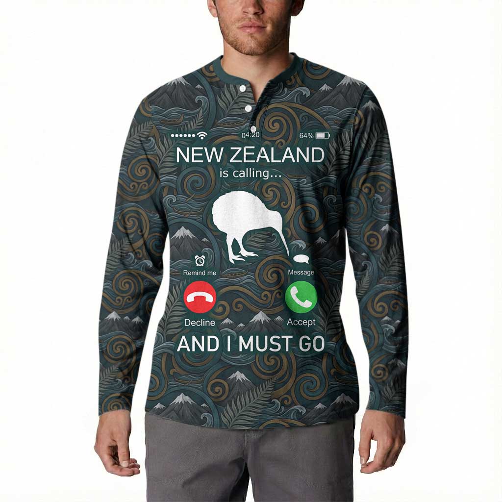 New Zealand is Calling and I Must Go Button Sweatshirt Kiwi Bird Silhouette