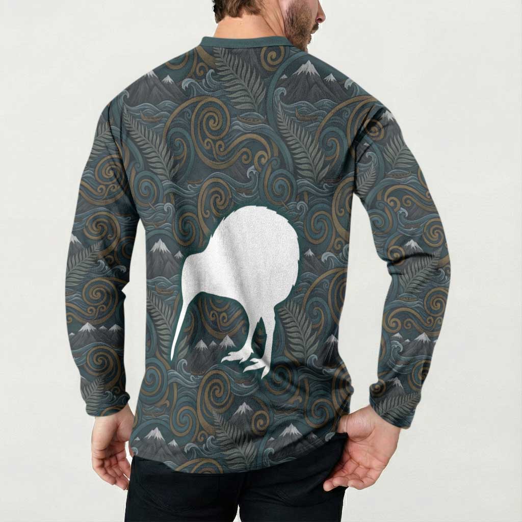 New Zealand is Calling and I Must Go Button Sweatshirt Kiwi Bird Silhouette