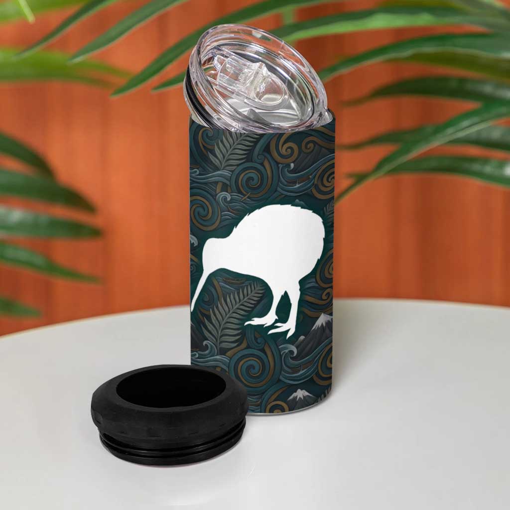 New Zealand is Calling and I Must Go 4 in 1 Can Cooler Tumbler Kiwi Bird Silhouette