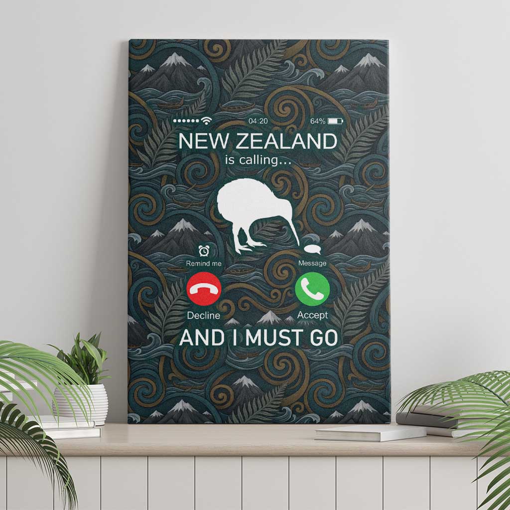 New Zealand is Calling and I Must Go Canvas Wall Art Kiwi Bird Silhouette TS04 - Polynesian Pride