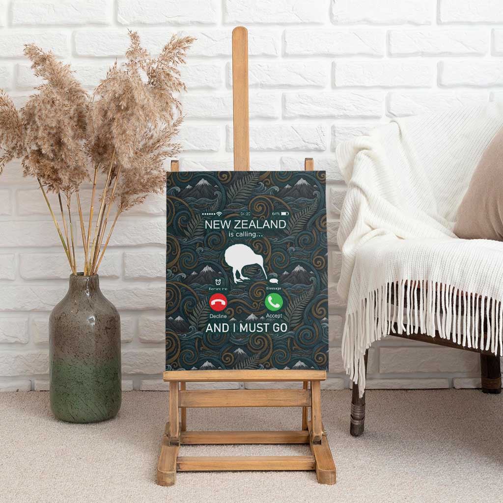 New Zealand is Calling and I Must Go Canvas Wall Art Kiwi Bird Silhouette TS04 - Polynesian Pride