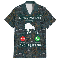 New Zealand is Calling and I Must Go Hawaiian Shirt Kiwi Bird Silhouette