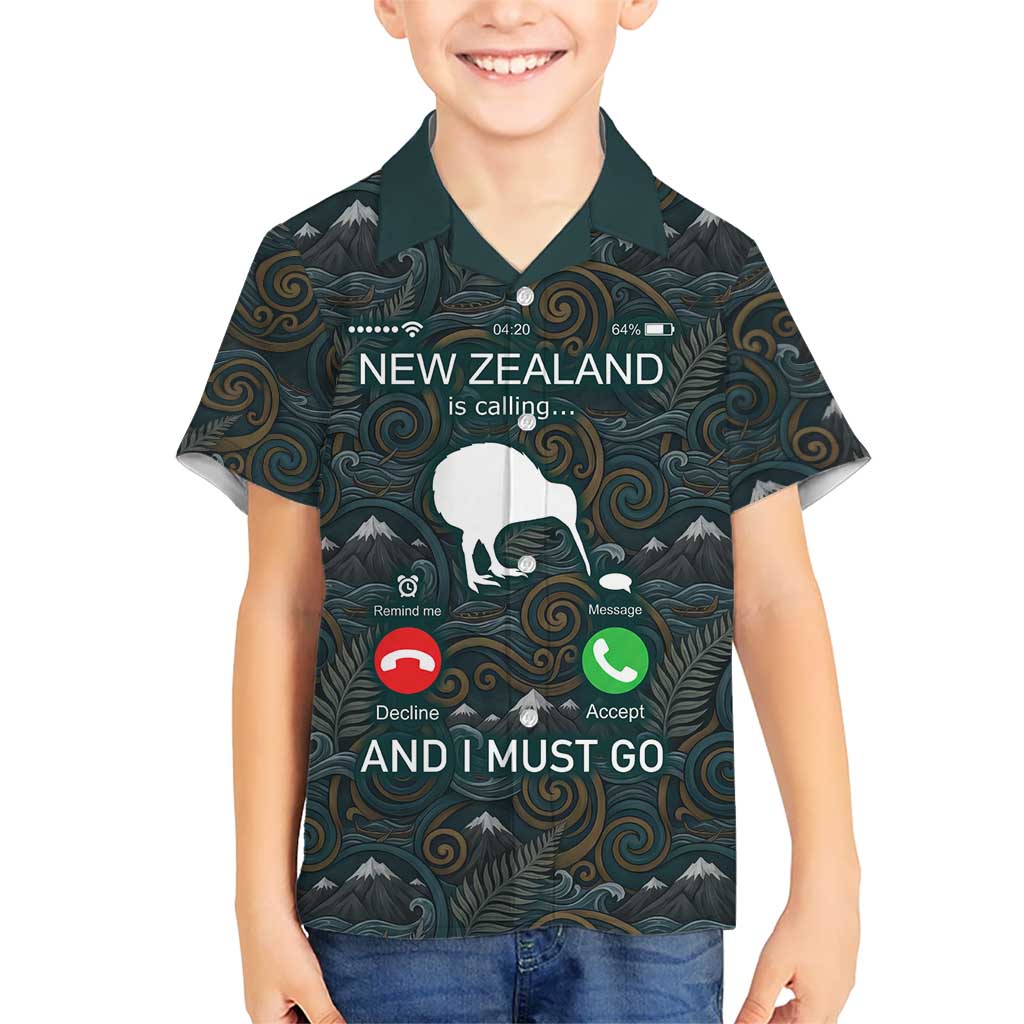 New Zealand is Calling and I Must Go Hawaiian Shirt Kiwi Bird Silhouette