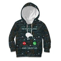 New Zealand is Calling and I Must Go Kid Hoodie Kiwi Bird Silhouette TS04 Hoodie Multicolor - Polynesian Pride