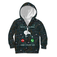 New Zealand is Calling and I Must Go Kid Hoodie Kiwi Bird Silhouette TS04 Zip Hoodie Multicolor - Polynesian Pride