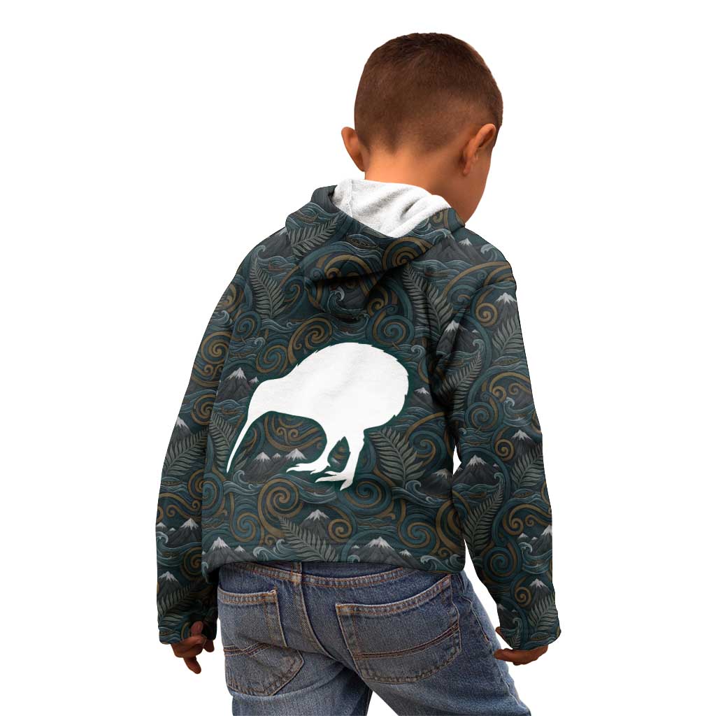 New Zealand is Calling and I Must Go Kid Hoodie Kiwi Bird Silhouette TS04 - Polynesian Pride