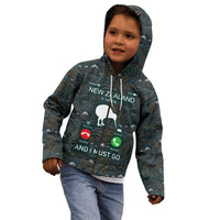 New Zealand is Calling and I Must Go Kid Hoodie Kiwi Bird Silhouette TS04 - Polynesian Pride