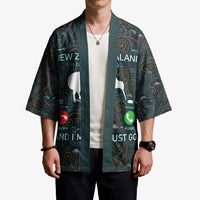 New Zealand is Calling and I Must Go Kimono Kiwi Bird Silhouette