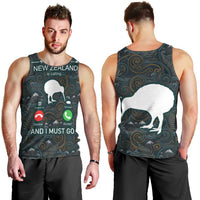 New Zealand is Calling and I Must Go Men Tank Top Kiwi Bird Silhouette