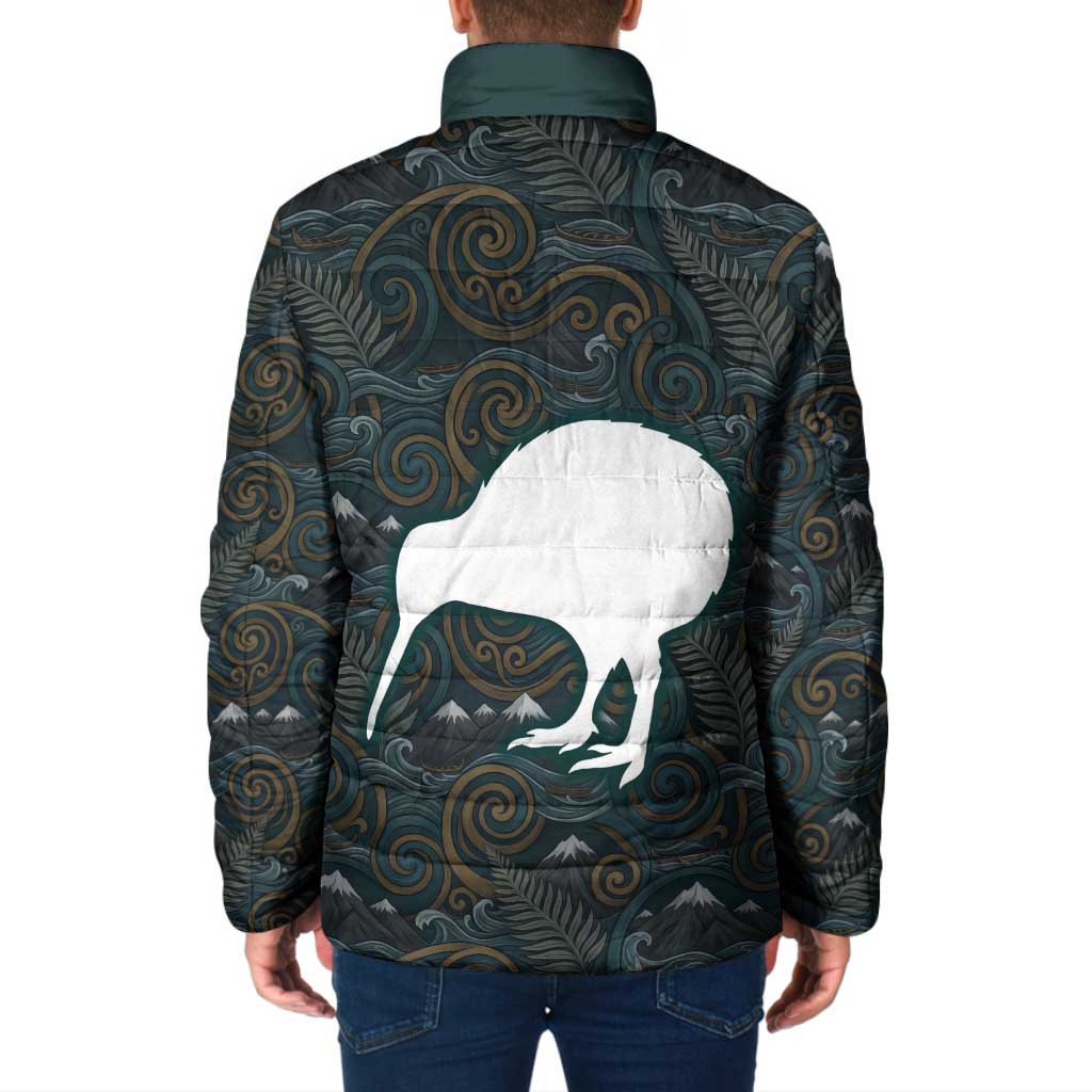 New Zealand is Calling and I Must Go Padded Jacket Kiwi Bird Silhouette