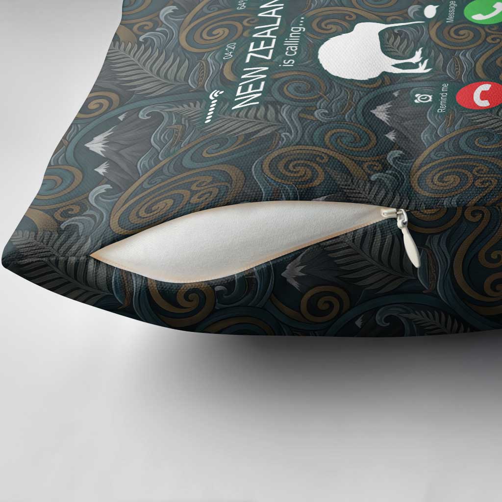 New Zealand is Calling and I Must Go Pillow Cover Kiwi Bird Silhouette