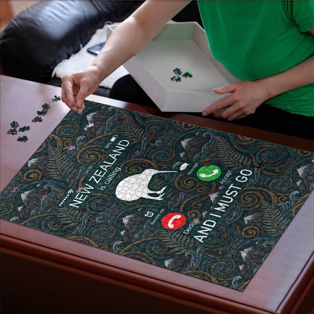 New Zealand is Calling and I Must Go Puzzle Kiwi Bird Silhouette
