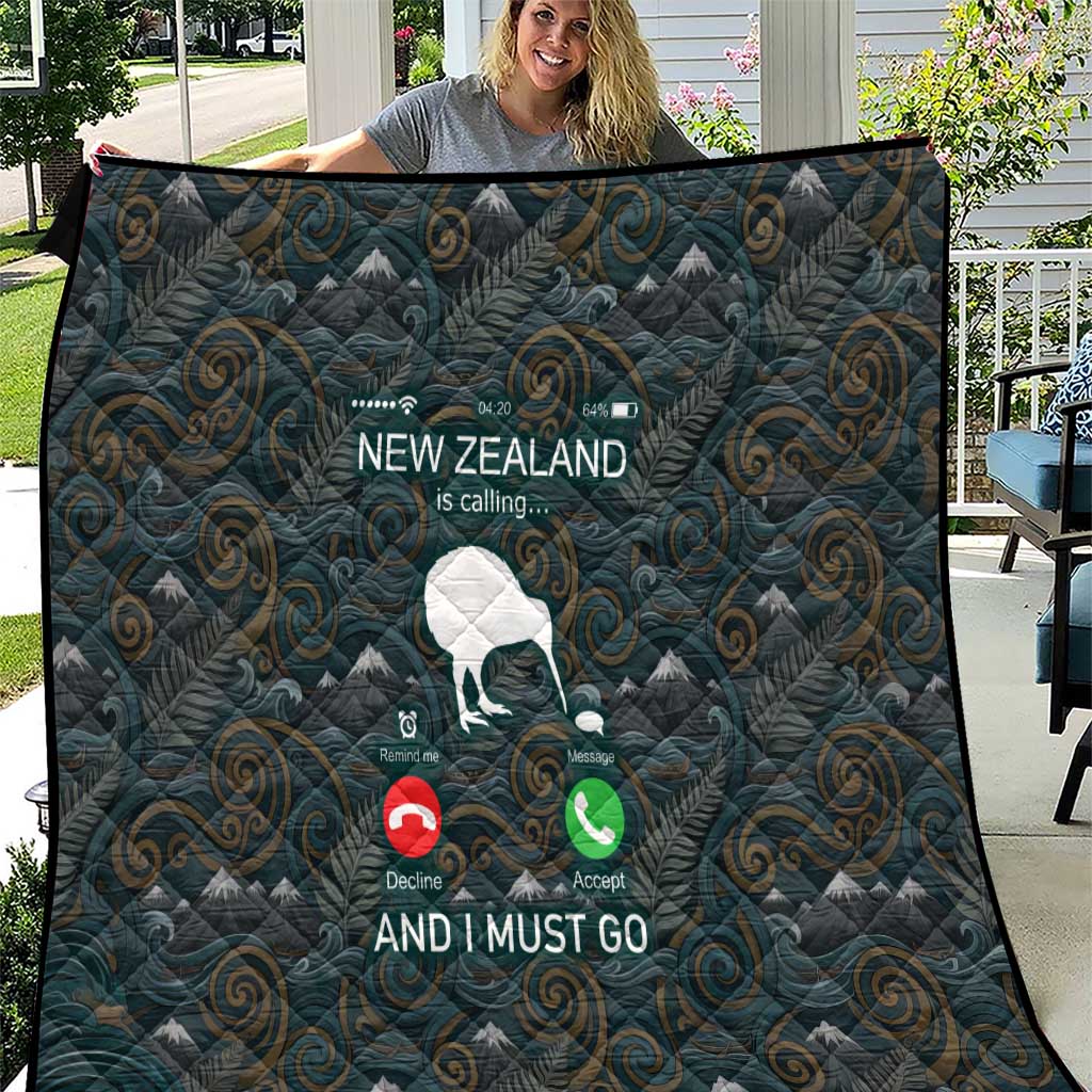 New Zealand is Calling and I Must Go Quilt Kiwi Bird Silhouette
