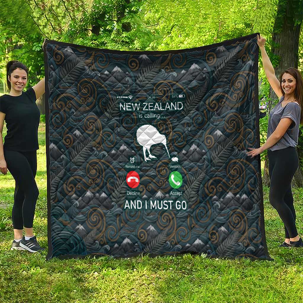 New Zealand is Calling and I Must Go Quilt Kiwi Bird Silhouette
