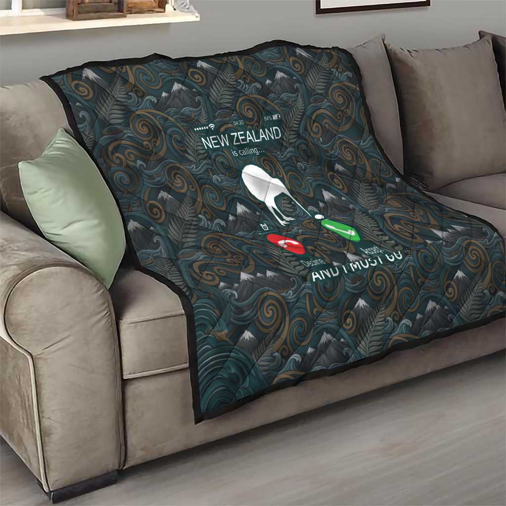 New Zealand is Calling and I Must Go Quilt Kiwi Bird Silhouette